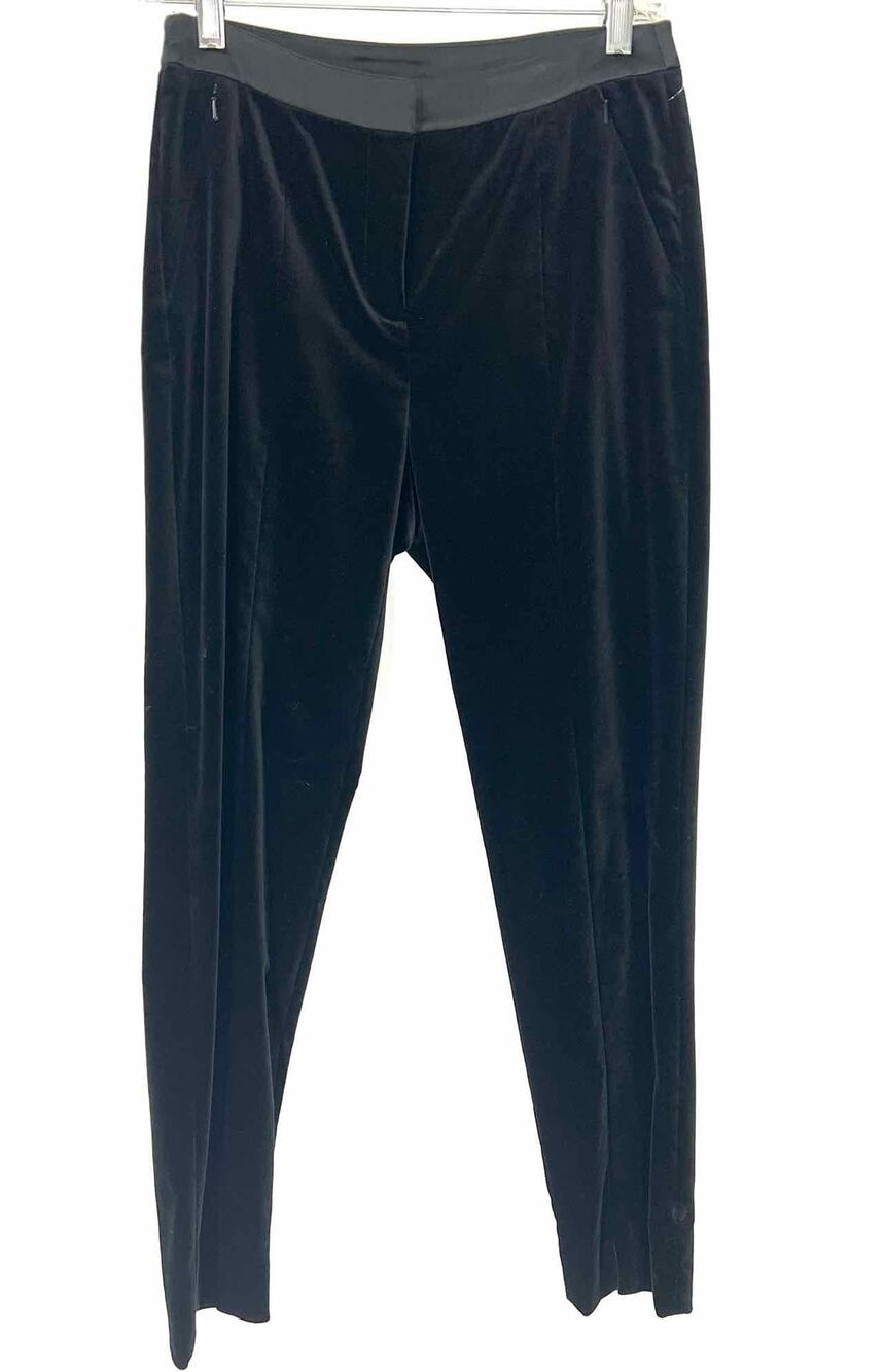 Worth Size 2 Black Solid Velvet Designer Pants